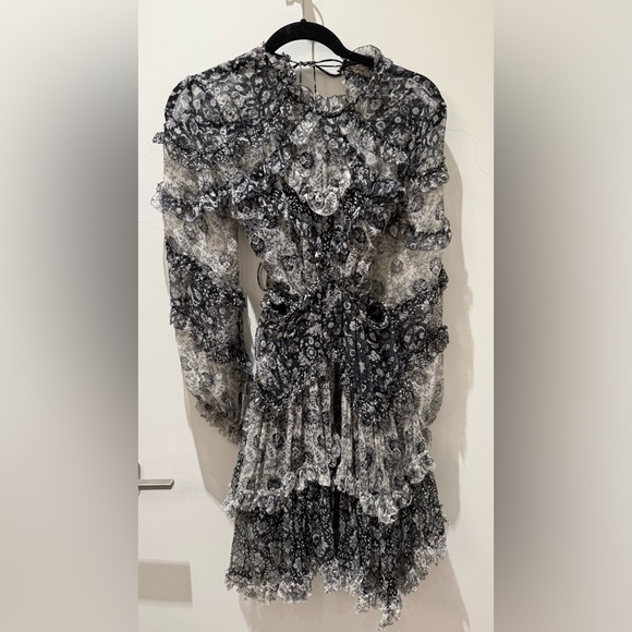 Zimmermann divinity ruffle long sleeve backless mini dress size 0 - Picture 3 of 5